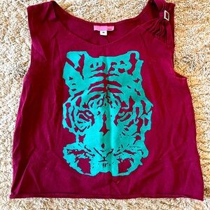 Vintage 90s Wang embellished tiger cropped t-shirt